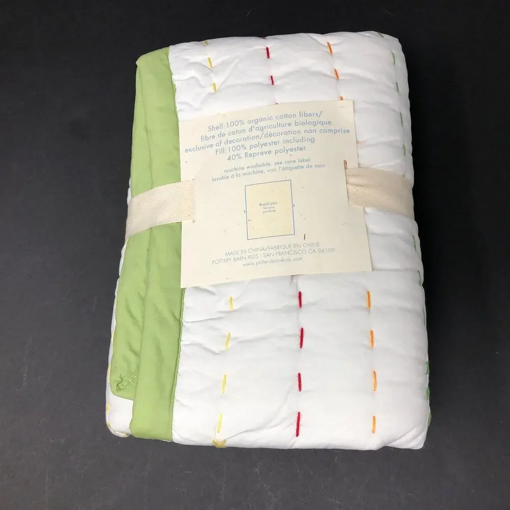 Pottery Barn Kids Pickstitch Quilted Sham Standard‎ Cotton Pillow Cover NEW